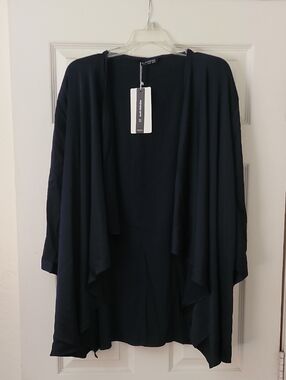 BloomChic Navy Open-Front Draped Women's Cardigan